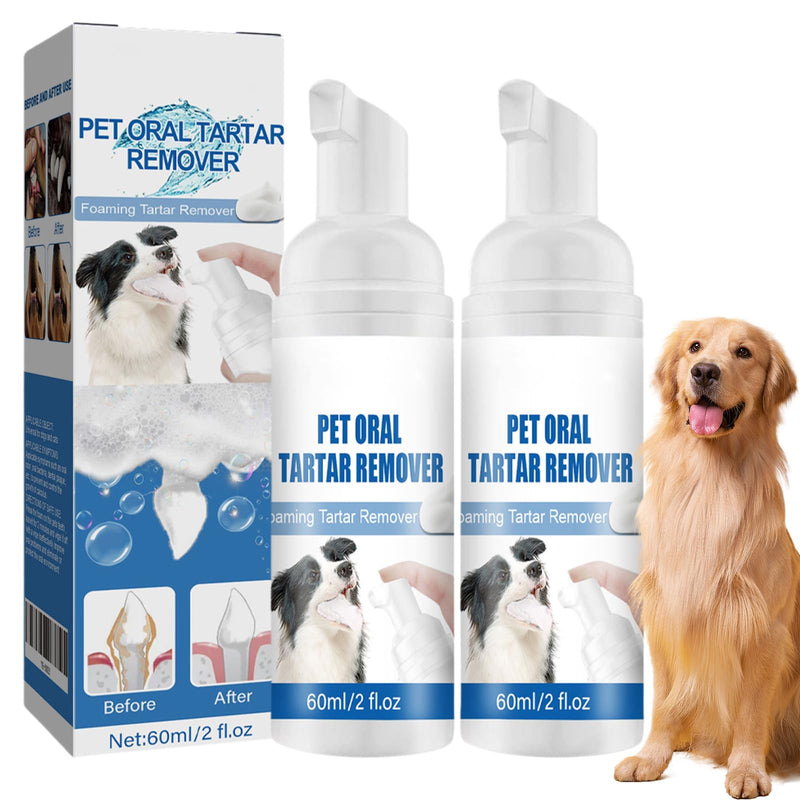 2 Pcs Pet Oral Tartar Remover Spray, No-Brush Oral Care Spray for Dogs & Cats, Pet Tartar Removal Foam, Easy Teeth Cleaning & Fresh Breath, 2 * 60ml