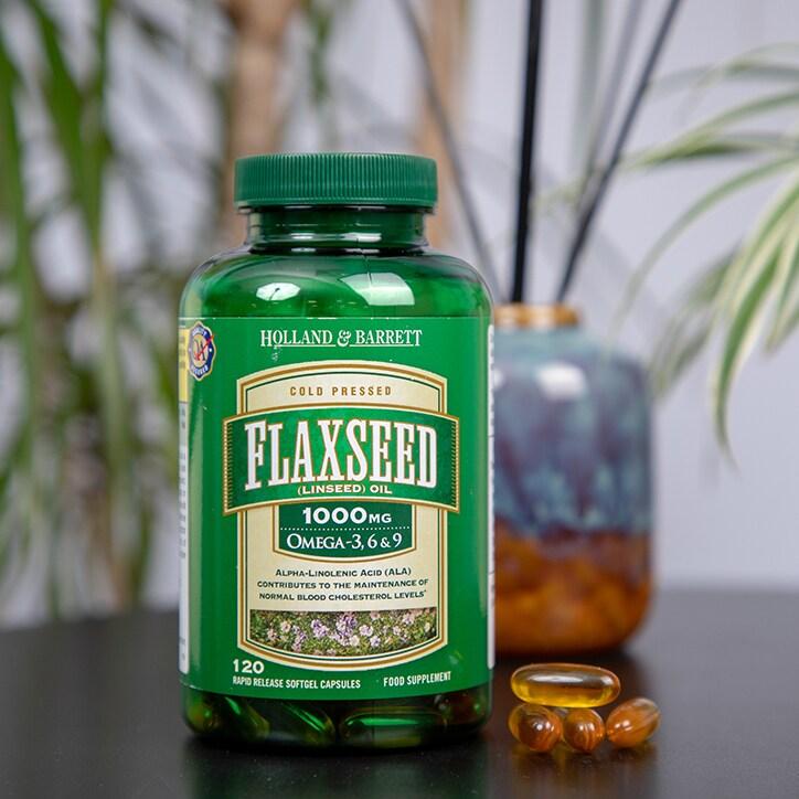 Holland & Barrett Flaxseed Linseed Oil 120 Capsules 1000mg - BeesActive Australia