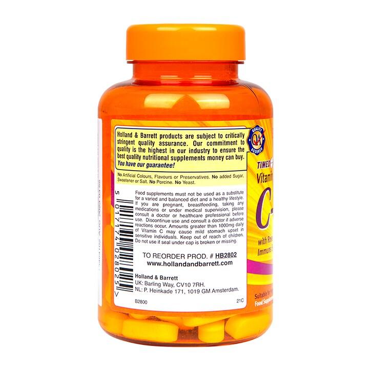 Holland & Barrett Timed Release Vitamin C With Wild Rose Hips 100 Caplets 1500mg - BeesActive Australia
