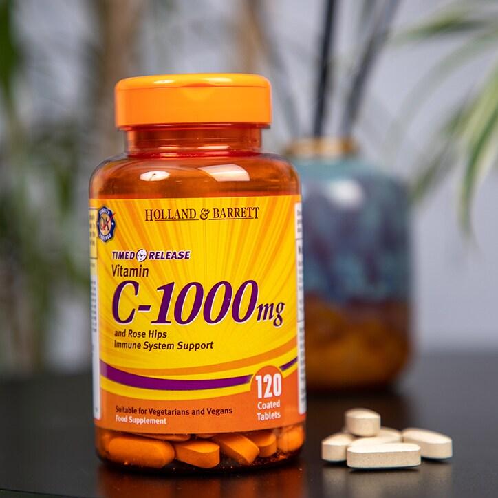 Holland & Barrett Timed Release Vitamin C with Rose Hips 120 Caplets 1000mg - BeesActive Australia