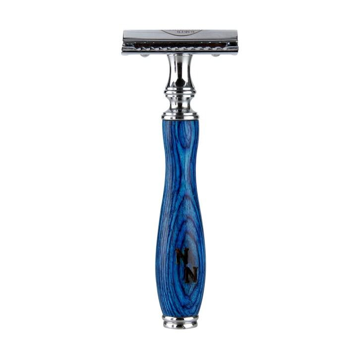 Naked Necessities Blue Wood Razor + 6 blades - BeesActive Australia