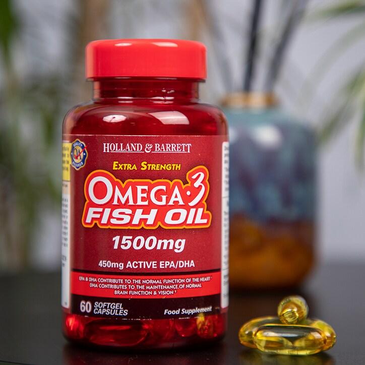 Holland & Barrett Extra Strength Omega 3 Fish Oil 60 Capsules 1500mg - BeesActive Australia