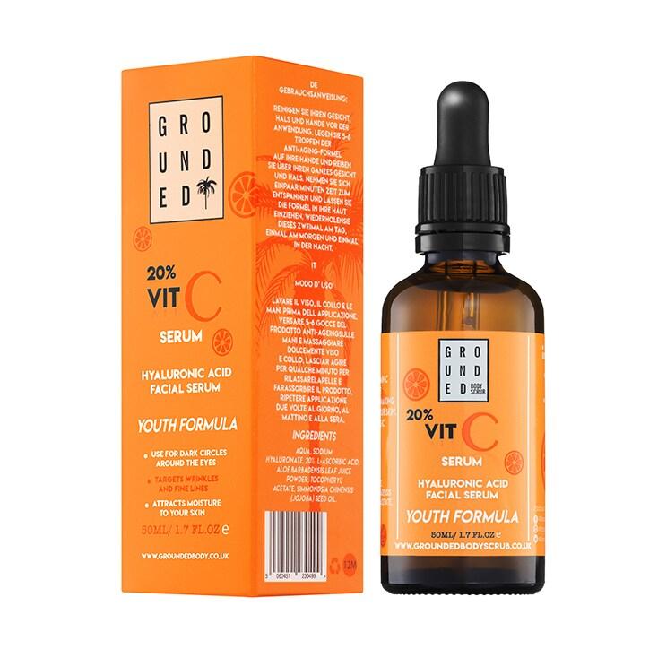 Grounded Vitamin C and Hyaluronic Acid Facial Serum 50ml - BeesActive Australia