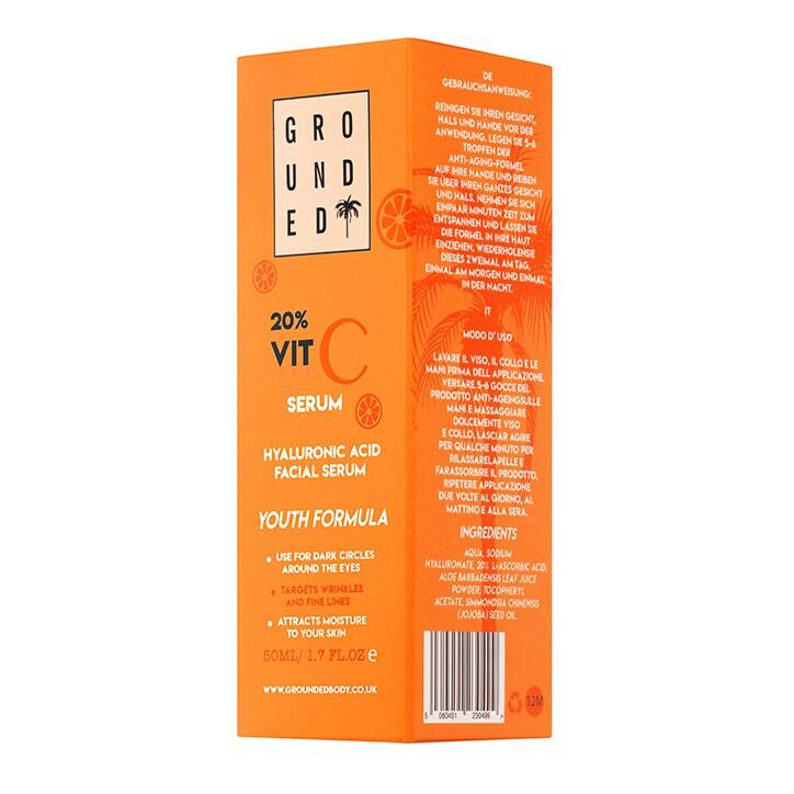 Grounded Vitamin C and Hyaluronic Acid Facial Serum 50ml - BeesActive Australia