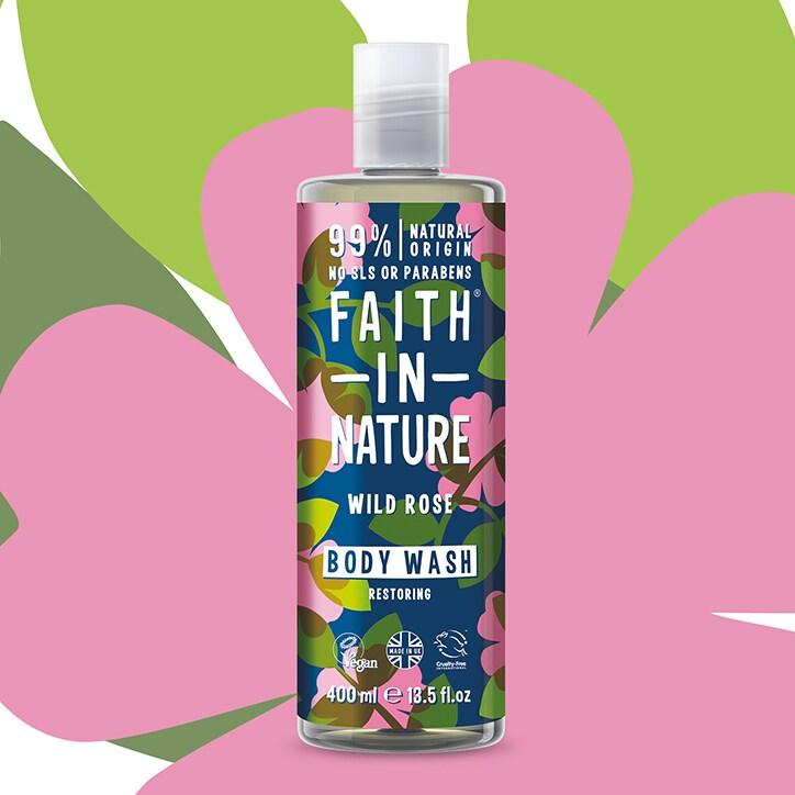 Faith In Nature Wild Rose Body Wash 400ml - BeesActive Australia