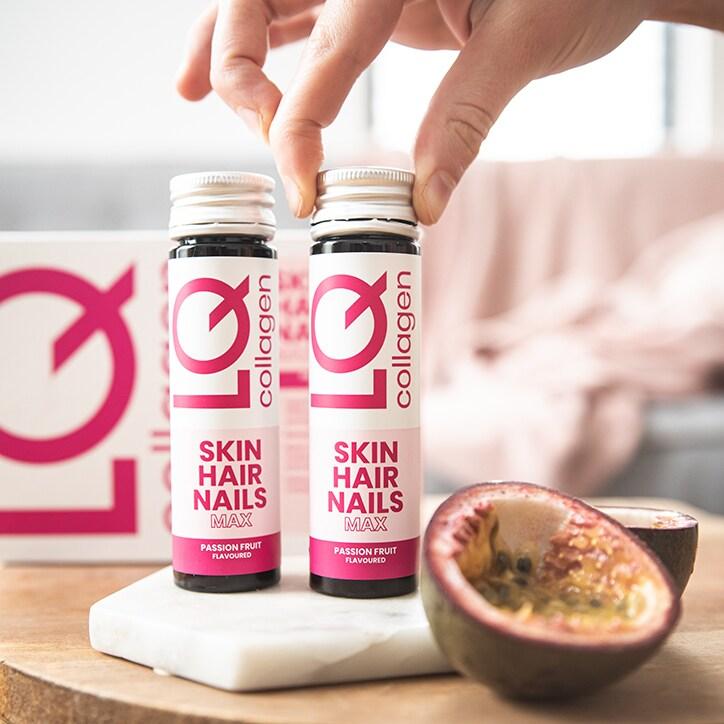 LQ Skin Hair Nails Collagen Passion Fruit Flavoured Liquid Supplement 10x25ml Shots - BeesActive Australia