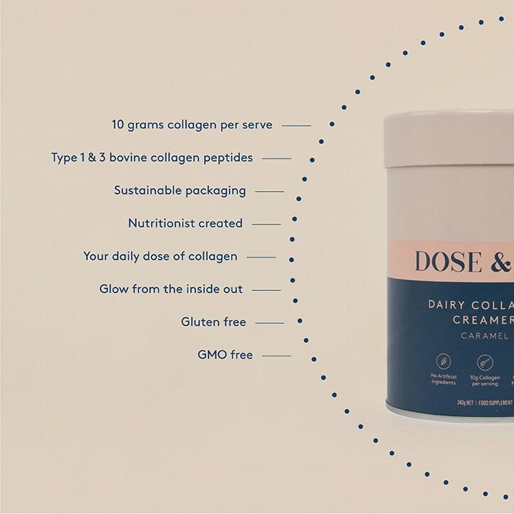 Dose & Co Dairy Collagen Creamer Caramel 340g - BeesActive Australia
