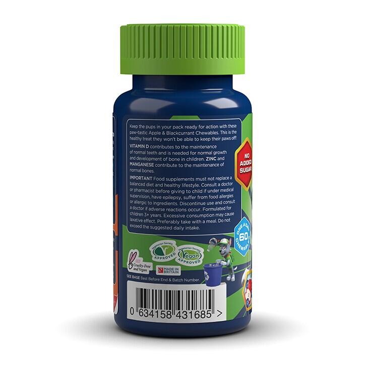 PAW Patrol Nickelodeon Bones & Teeth Apple & Blackcurrant 60 Chewables - BeesActive Australia
