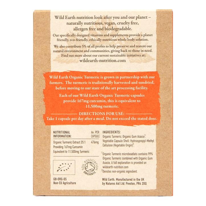 Wild Earth Organic Turmeric 30 Capsules - BeesActive Australia
