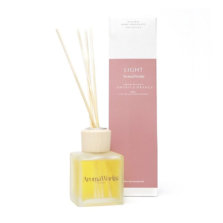 AromaWorks Light Range Amyris and Orange Reed Diffuser 200ml - BeesActive Australia