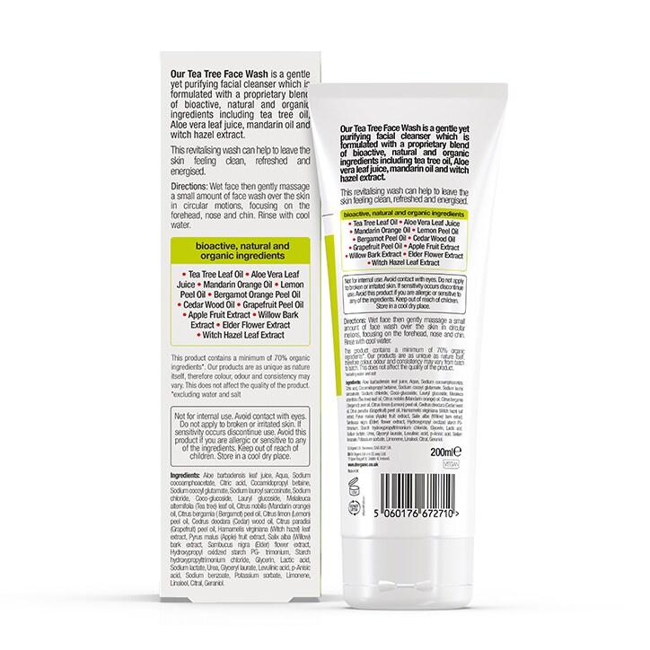 Dr Organic Tea Tree Face Wash 200ml - BeesActive Australia