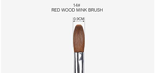 Rolabling Nail Brush Kolinsky Sable Acrylic Nail Art Brush Professional Red Wooden Nail Brush (14) 14# - BeesActive Australia