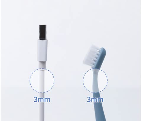 Kitteney Pet Toothbrush for Dogs, Cats with 0.06mm Super Soft Bristles, Head Replaceable, Double Headed Toothbrush for Small to Large Teeth, Easy Teeth Cleaning & Dental Care (Blue) Blue_ - BeesActive Australia