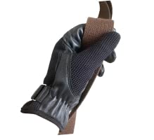 Ladies Horse Riding Women's Gloves Equestrian Real Leather & Cotton Premium Quality in Black Medium - BeesActive Australia