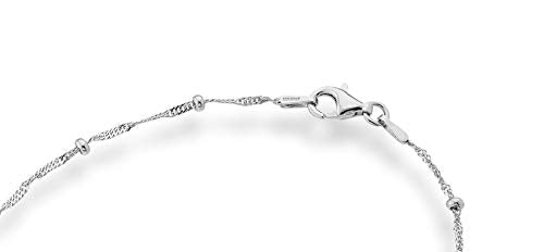 Miabella 925 Sterling Silver Italian Singapore Bead Chain Station Necklace for Women Teen, Made in Italy Length 26 Inches - BeesActive Australia