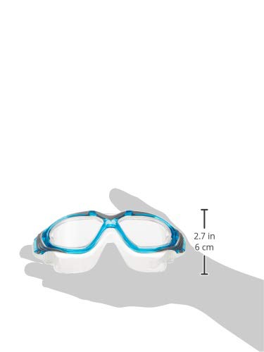 [AUSTRALIA] - Dolfino Pro Silicone Visionist Swim Mask, Italian Design, Wide Angle Viewing, Tinted Lenses, No Leaking Anti Fog UV Protection Goggles Includes Case for Adults Men Women Youth, Clear/Blue Visionist Mask + Case, Clear/Blue 