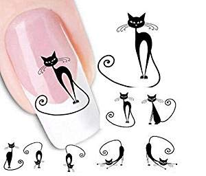 6 Sheets(120PCS) Nail Art Stickers Decals Self-adhesive Beauty Nail Art Water Transfer Decal Sticker Cartioon Cat Pattern Nail Art Sticker Decorations Perfect for Girls Women's Nail Art - BeesActive Australia