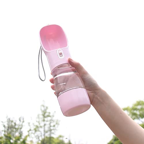 madeking Dog Water Bottle Portable Pet Water Bottle Leak Proof Dog Water Dispenser and Food, Lightweight Dog Travel Water Bottle Bowl for Walking and Trave pink - BeesActive Australia
