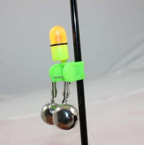 Helonge Fishing Bell and Night Light Kit, 20 Pcs Fish Bite Bait Alarm Bell with LED Light for Night Fishing Green - BeesActive Australia
