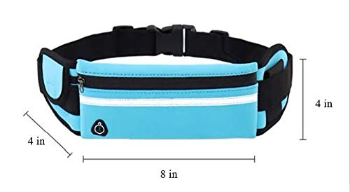 Running Belt Lightweight with Zipper Front Pouch and Convenient Headphone Hole, Side Compartment and Water Bottle Holder. Holds 6-inch Smartphone in Case. Black - BeesActive Australia