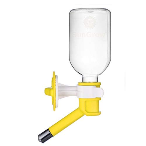SunGrow Water Bottle, No Drip Dispenser Bottle, Secure Nozzle and Stainless Steel Drinking Head, Easy to Install in Cage or Crate, Refills Quickly, Keep Pets Hydrated Yellow - BeesActive Australia