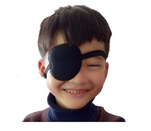 VASANA 1PCS Adult Kid's Black Soft and Comfortable Pirate Cotton Eye Patch Single Eye Cover With Adjustable Elastic Strap Concave Shape Eyepatch Recovery Eye for Lazy Eye/Amblyopia/Strabismus - BeesActive Australia