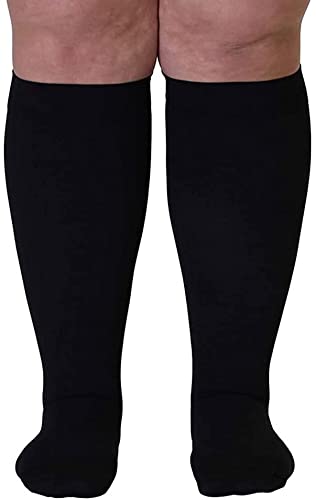 Compression Socks for Men and Women 20-30 mmHg Nursing Athletic Travel Flight Socks Shin Splints Knee High - Black L - BeesActive Australia