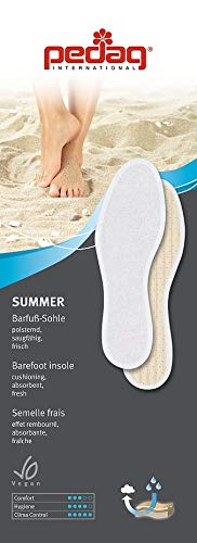 Pedag Summer | Terry Cotton Sockless Insoles | Barefoot Inserts | Handmade in Germany | Absorbs Sweat & Controls Odor | Wear Without Socks | Washable | US Women 9/ Men 6/ EU 39 | White | 1 Pair - BeesActive Australia