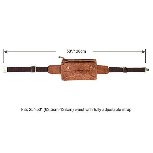 [AUSTRALIA] - Loyofun Unisex Brown Genuine Leather Waist Bag Messenger Fanny Pack Bum Bag for Men Women Travel Sports Running Hiking 