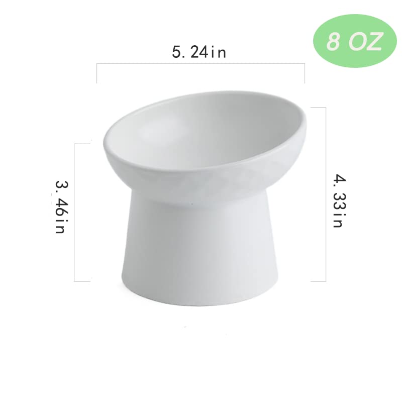 KITCHENLESTAR Small Ceramic Raised Cat Bowls, Tilted Elevated Food or Water Bowls , Stress Free, Backflow Prevention, Dishwasher and Microwave Safe, Lead & Cadmium Free White - BeesActive Australia