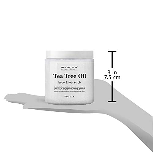 MAJESTIC PURE Tea Tree Body and Foot Scrub - Strong Shield against - Best Exfoliating Cleanser for Skin - Natural Help Against Acne and Callus - Promotes Healthy Foot - 10 oz - BeesActive Australia