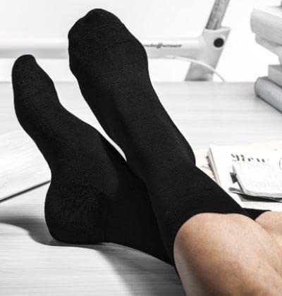 Adabella Mens Premium Bamboo Crew Socks 6 Pairs - Athletic Moisture Wicking Lightweight Seamless Thin Soft Comfortable Socks Black - BeesActive Australia
