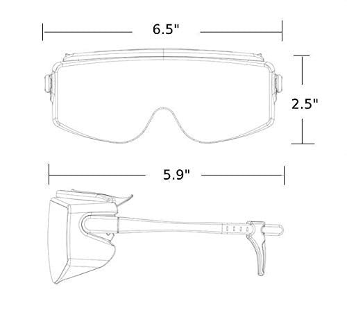 Safety Glasses Over Eyeglasses with Clear Anti-Scratch Wraparound Lenses, Adjustable Arms, Side Shields - BeesActive Australia