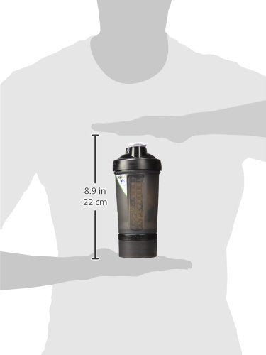 Blender Bottle ProStak - 22oz Protein Shaker Cup Water Bottle incl 150cc and 100cc Jar,Black,650 ml Black - BeesActive Australia