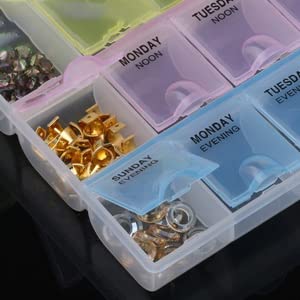 SUMAJU Pill Box Organiser, 14 Compartments Pill Box Organizer AM/PM Weekly Pills Storage Case Double Row(Blue/Pink) Blue - BeesActive Australia