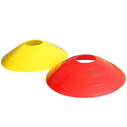 Springen Agility Training Sport Cone 20 Pack - Soccer Cones Disc Cone Sets - Low Profile Field Markers(Red+Yellow) - BeesActive Australia