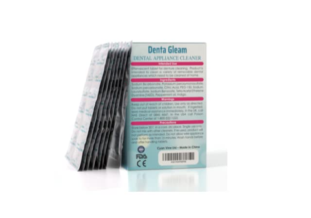 Denta Gleam, Retainer Cleaning Tablets – Denture Cleaning Tablets -120 Tablets - 4 Months Supply - Minty Fresh - Stain Free, Retainer, Denture, Aligners, Removable Bridges, Gumshields, Premium Product - BeesActive Australia