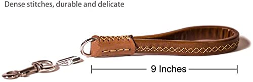 Guiding Star Brown Short Dog Leash Padded Handle Real Leather Sewn by Hand - BeesActive Australia