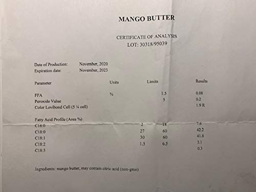 Mango Butter 16 oz (1 lb ) Natural Unrefined Pure 100% Raw , Moisturizing, Scent-free, Hexane-free Premium Grade for Soft Supple Skin and Healthy Hair , Nourishing & Healing Care & DIY- Made in USA Original Version - BeesActive Australia