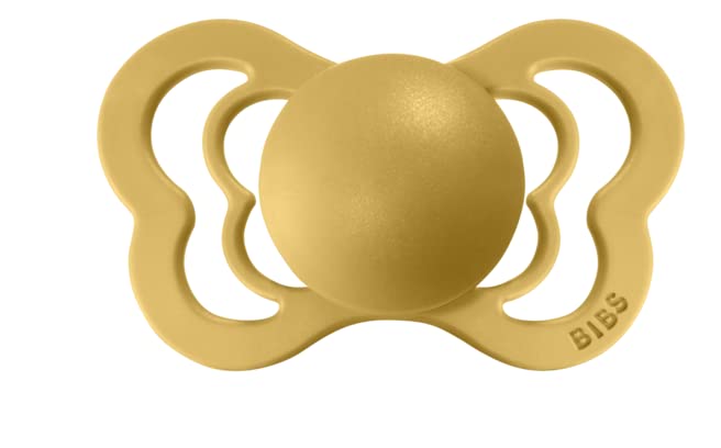 BIBS Pacifiers - Couture Collection | BPA-Free Baby Pacifier | Made in Denmark | Set of 2 Mustard Color Premium Soothers | Size 6-18 Months - BeesActive Australia