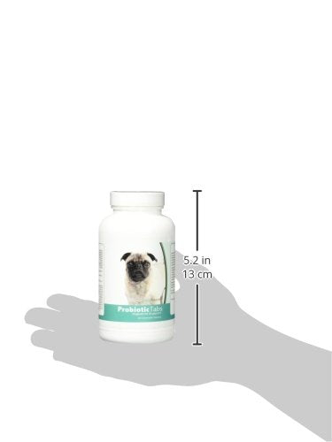 Healthy Breeds Probiotic Digestive Support - Over 200 Breeds - 60 Tasty Liver Flavor Chewable Tablets Pug, Brown - BeesActive Australia
