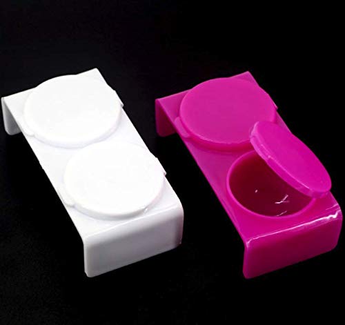 LASSUM 2PCS Double Cup Plastics Nail Art Cup Bowl Soaking Dish Dappen Dish with Lids for Mixing Acrylic Powder Liquid - BeesActive Australia