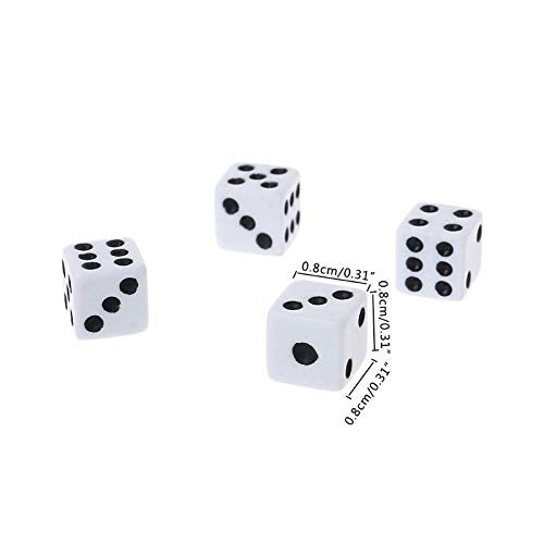 KRISMYA 100Pcs 8mm White Dice,Adult Game Dice for Teaching Math,Activity,Casino Theme,Party Favors,Toy Gifts,Magic Tricks Prop - BeesActive Australia