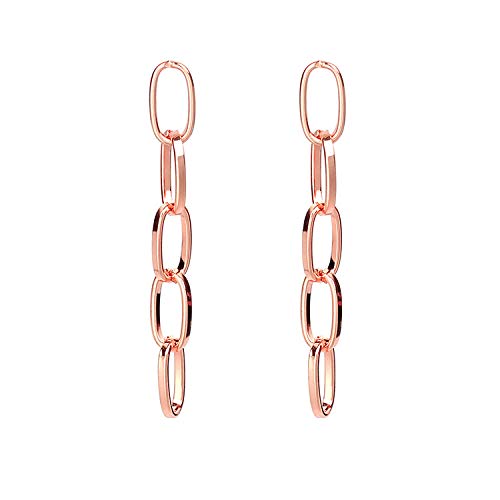 Sither Link Chain Dangle Earrings for Women Girls Long Link Stud Earrings Fashion Unique Jewelry Gift for Her (rose gold) - BeesActive Australia