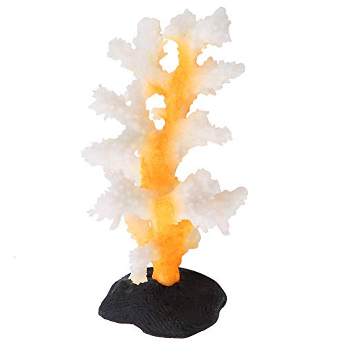 Hffheer Aquarium Artificial Coral, Fish Tank Artificial Coral Simulation Plant Luminous Silicone Coral for Fish Tank Landscape Decoration Aquarium Ornaments Yellow - BeesActive Australia