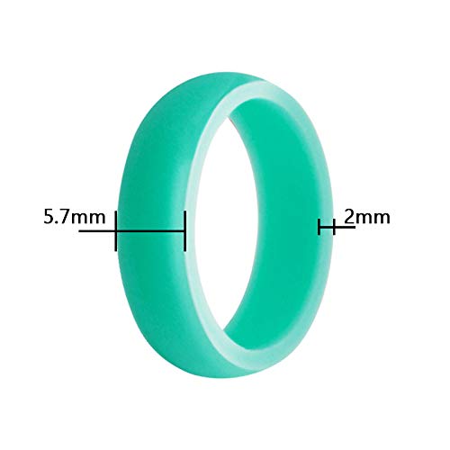 KONQUER Silicone Wedding Ring for Women, Rubber Wedding Band, Comfort Fit 5.7mm Wide, 2mm Thick, Affordable Pack of 5, Multicolor Transparent+Blue Glitter, Black+Green Glitter, Pink+Red Glitter, Mint Green, White 4 - BeesActive Australia