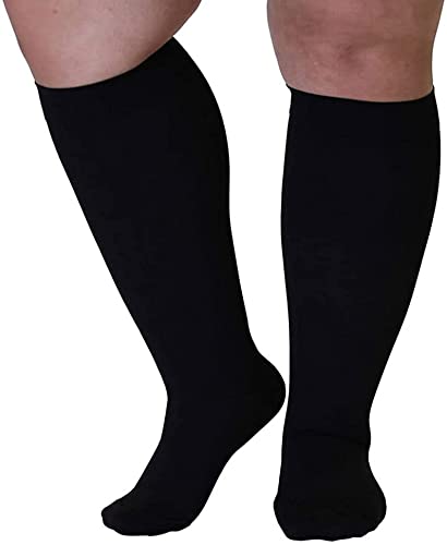 Compression Socks for Men and Women 20-30 mmHg Nursing Athletic Travel Flight Socks Shin Splints Knee High - Black L - BeesActive Australia
