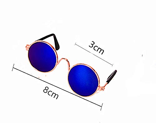 Dplus Cool Stylish and Funny Cute Pet Sunglasses Pet Goggles - Glasses Set of 5 - Classic Retro Circular Metal Prince Sunglasses for Cat,Chihuahua or Small Dogs (Classic Retro) - BeesActive Australia