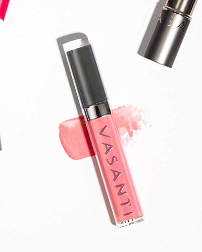 Vasanti Power Oils Lip Gloss - One-Swipe Full Coverage with Non-Sticky Shine. Infused with Lip Nourishing and Hydrating Power Oils (Ace) Ace - Natural Mauve - BeesActive Australia