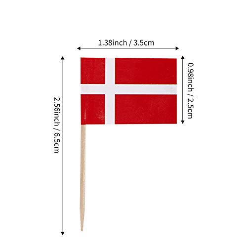 JAVD CYPS 100 Pcs Denmark Flag Danish Toothpick Flags, Small Mini Stick Cupcake Toppers Danish Flags,Country Picks Party Decoration Celebration Cocktail Food Bar Cake Flags - BeesActive Australia